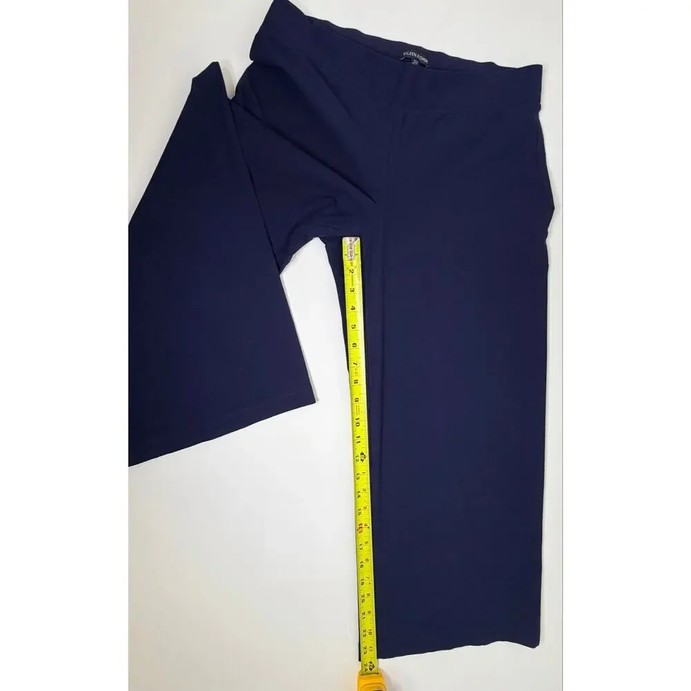 Eileen Fisher Woman Pants Size M RN78121/CA#34460 Navy Pull on Wide Cropped
